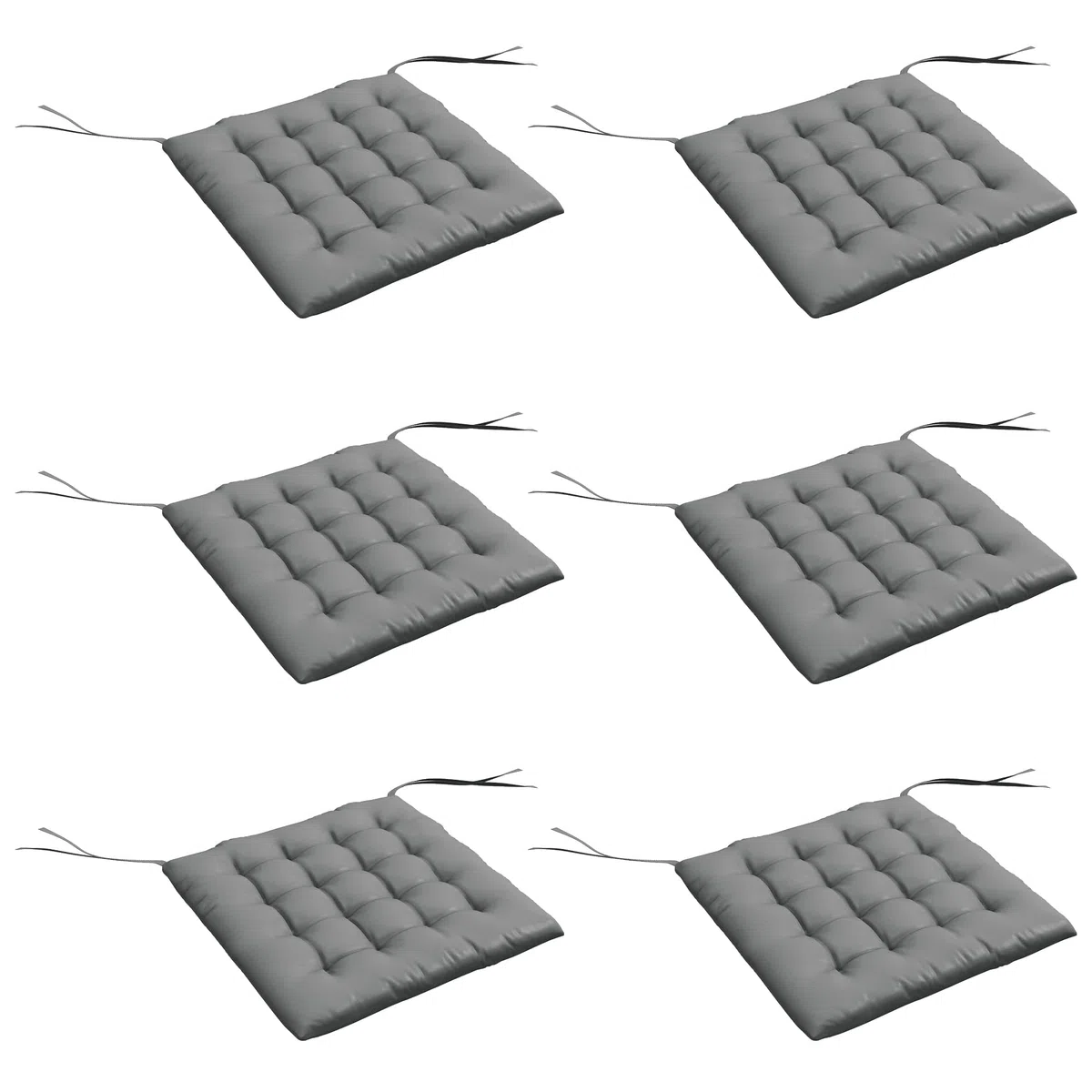 Outsunny Lot de 6 Coussins de Chaise Jardin Capitonné 42x42cm Gris Foncé | Coussins Extérieur, Grand Confort, avec Attaches, Galette Chaise Exterieur