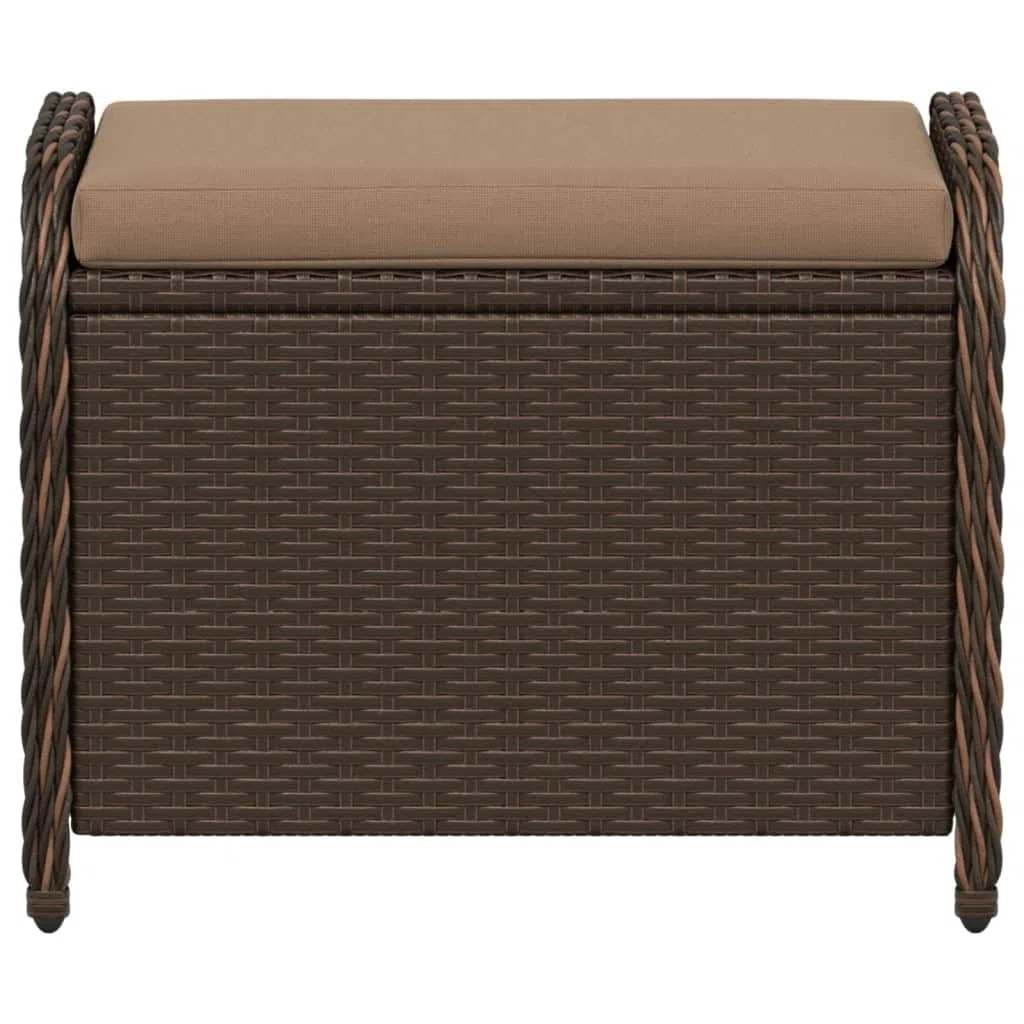 vidaXL Tabouret de Jardin avec Coussin, Chaise de Patio, Siège de Terrasse, Meuble de Balcon Arrière-Cour Extérieur, Brun Résine Tressée