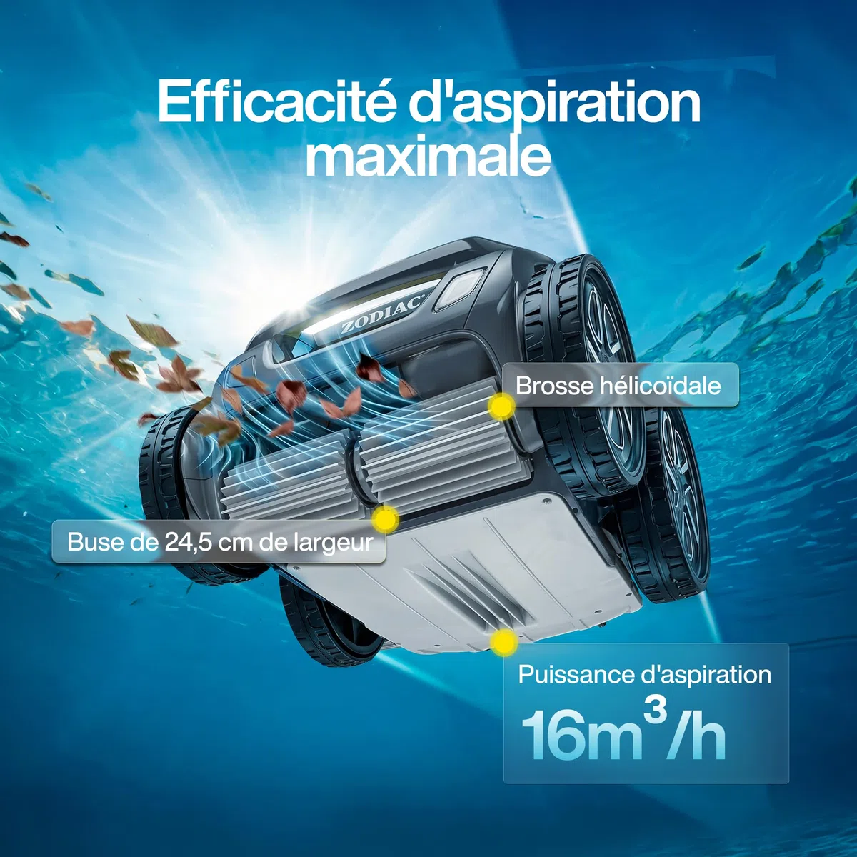 Zodiac Alpha 6600. Robot Nettoyeur de Fond avec Câble. App. Piscines jusqu'à 105m²