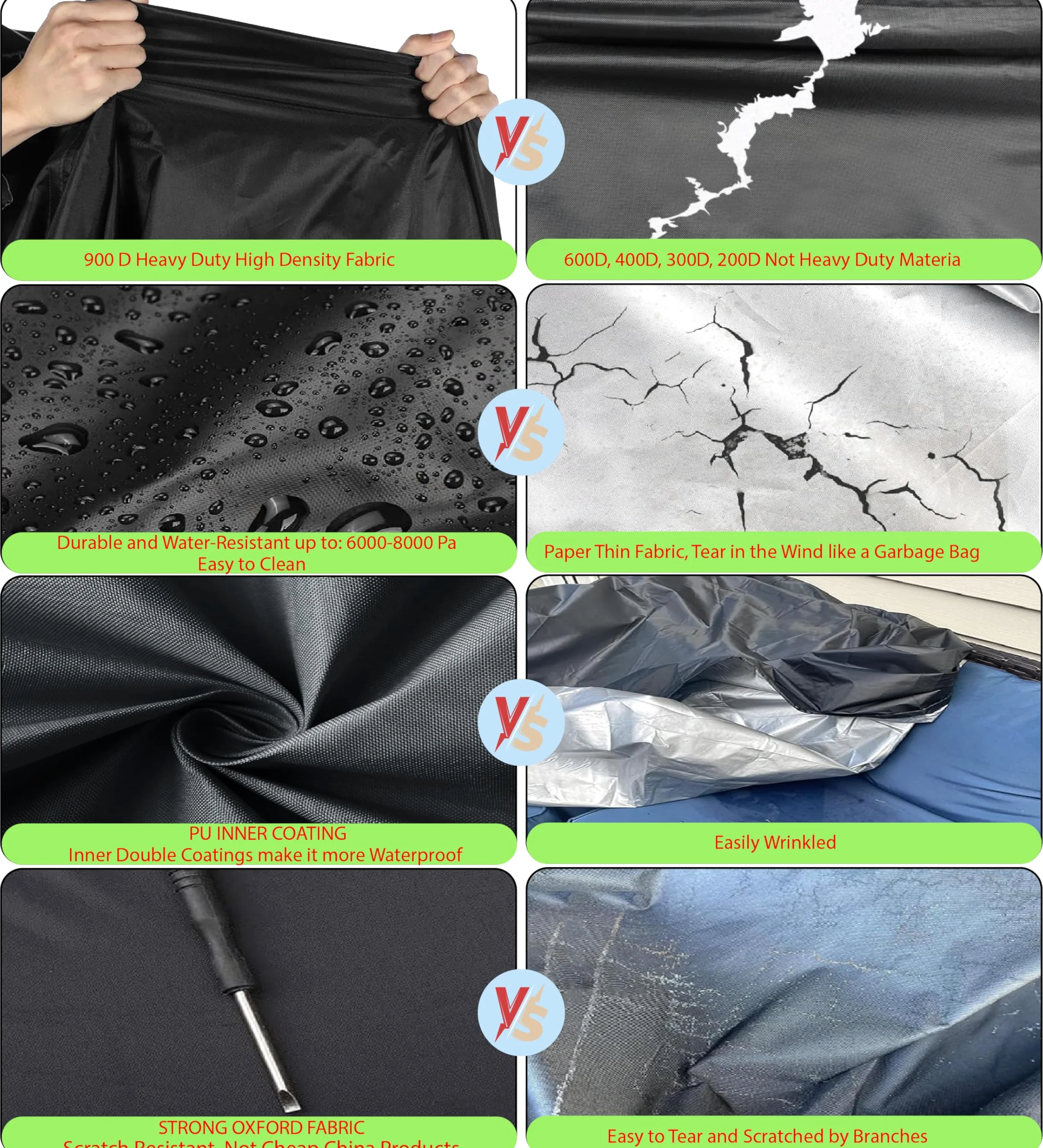 Premium Housse de Protection Bâche Imperméable Ovale 220x115x75 cm Mobilier de jardin housse de table de jardin couvercle de protection couvrant couverture capuche capote 900 D 500 gr ml Nero