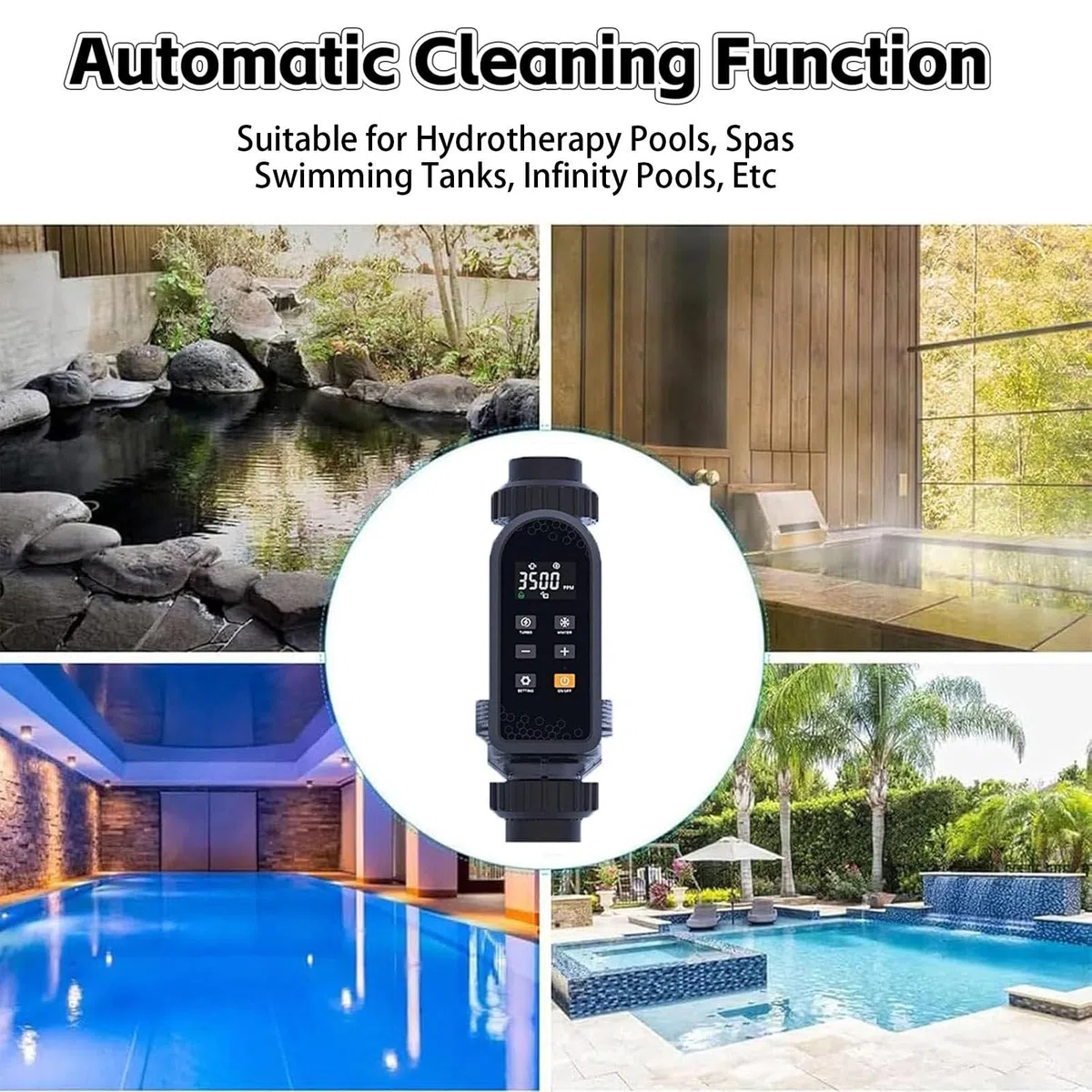 Machine De Chlore Au Sel De Piscine, SystèMe D'éLectrolyse Au Sel, SystèMe De Chloration, Wi-FI IntéGré Et TéLéCommande, pour Spa De Piscine. LC250A