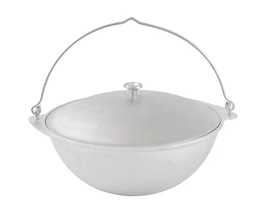 Kazan Asie Pot Tatar skij avec couvercle Kazan Wok 9 L pour le camping en fonte d'aluminium