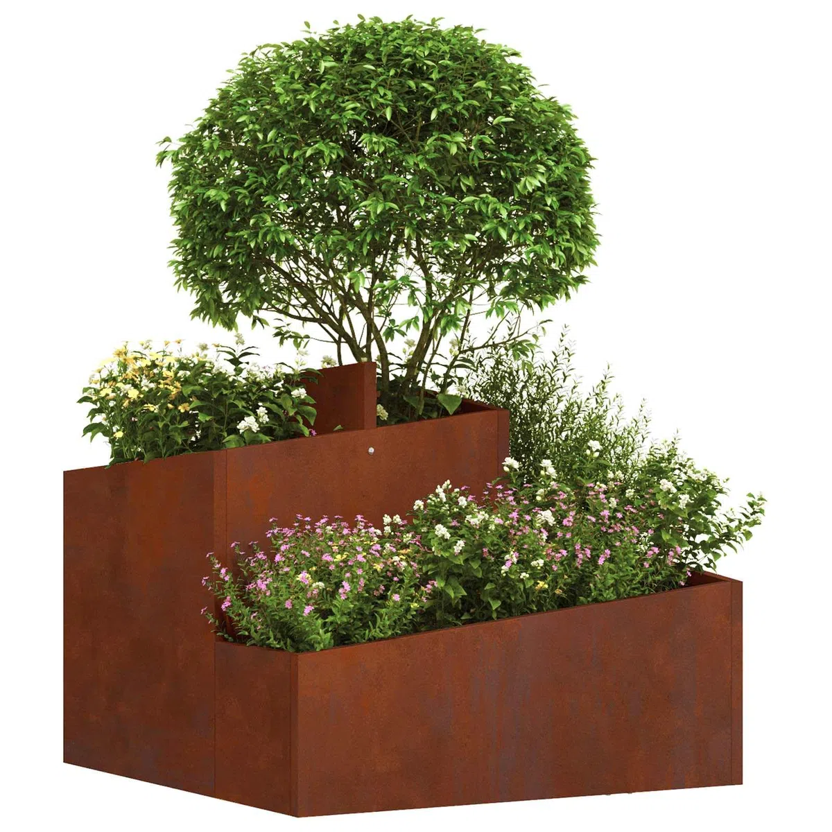 vidaXL Cache-Pot de Jardin Marron 60 x 60 x 50 cm Acier patiné, Jardin et Terrasse, Jardinière en métal Moderne pour l'extérieur, Accessoires de Patio, Style Contemporain