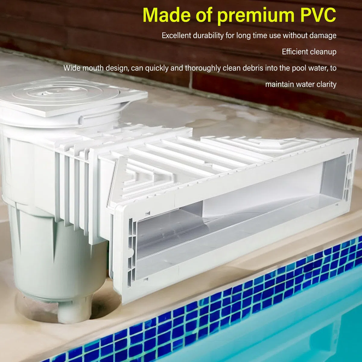 Kit de Skimmer Mural pour Piscine Hors Sol, Skimmer de en PVC à Large Ouverture pour Le Nettoyage des bassins, système d’élimination des débris de 50 cm avec Plaque de