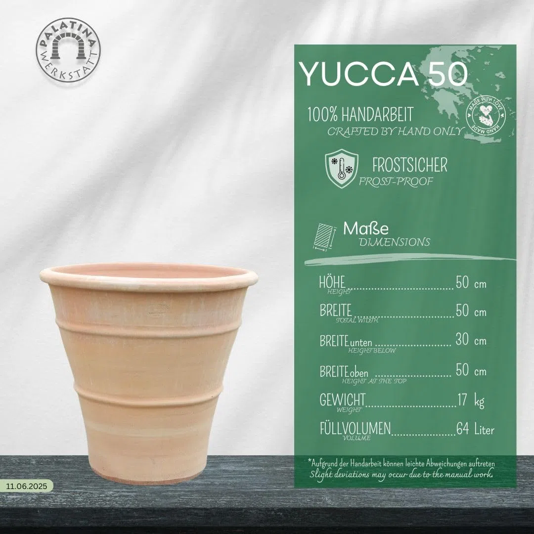 Pot de fleurs en terre cuite de 50 cm de haut, en argile, avec trou de drainage, résistant au gel et aux intempéries, aspect méditerranéen pour jardin, balcon et terrasse, idéal pour fleurs, herbes et