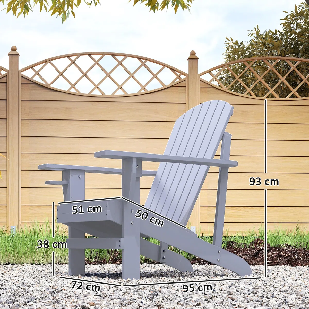 Outsunny Fauteuil de Jardin Adirondack Grand Confort Porte-gobelet intégré Bois de Sapin traité Peint Gris