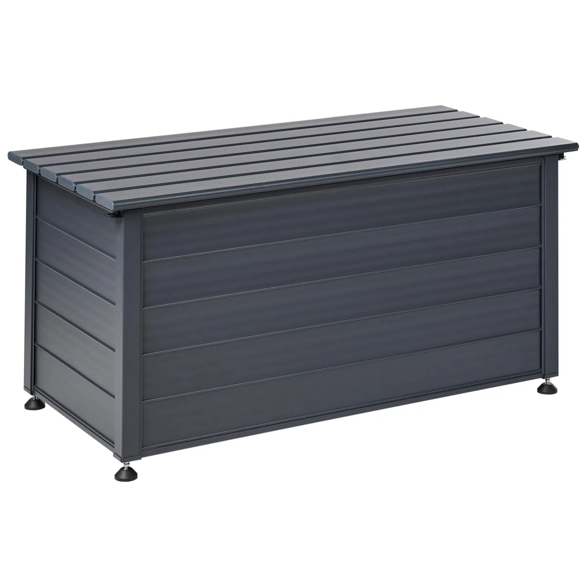 Beliani Coffre d'Extérieur de Rangement en Aluminium 123 x 60 cm Meuble de Jardin Gris Foncé Campalto