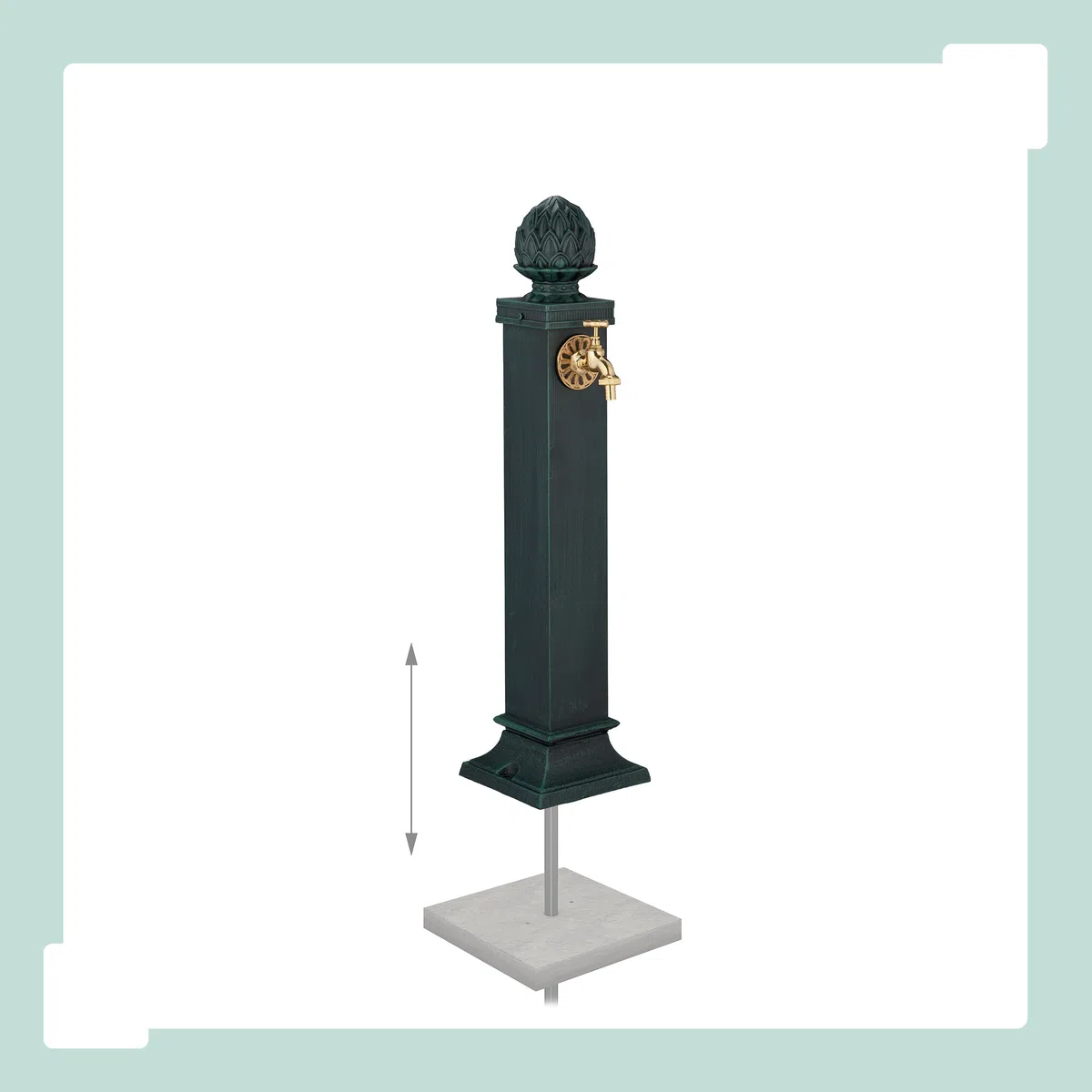 Relaxdays Fontaine extérieure pour Le Jardin ou la terrasse, Robinet doré, H x L x P : 80 x 18,5 x 22 cm, Verte