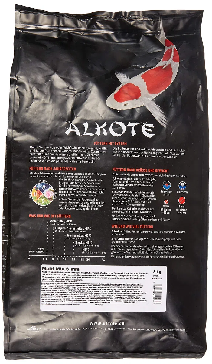 AL-KO-TE - Multi-Mix - Nourriture pour poisson - Granulés 6 mm - 1 x 3 kg