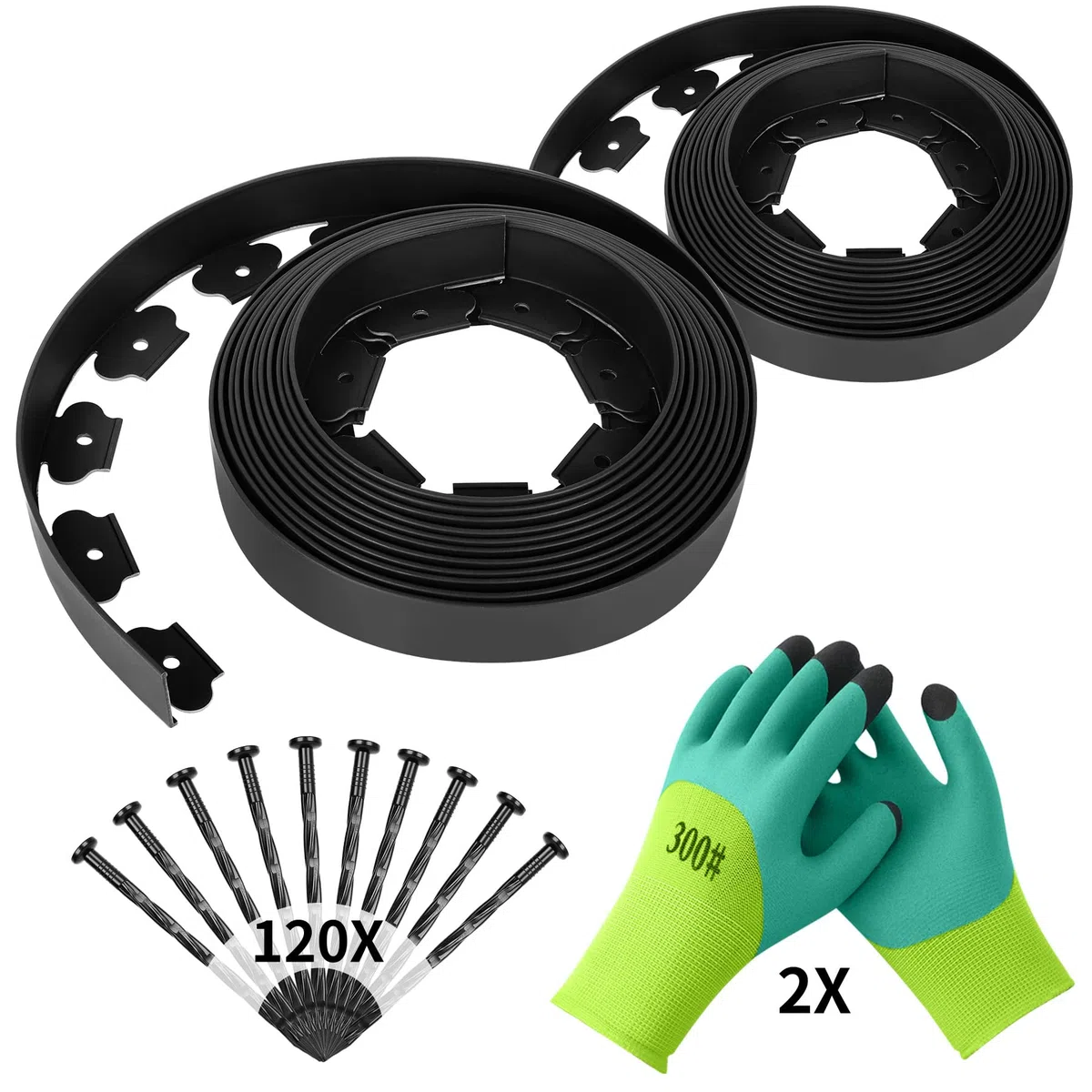 Forever Speed Bordure de Jardin en Plastique Flexible 20m x 5cm(LxH) [120 Ancrages au Sol + 2 Paire de Gants] Bordure de Gazon Bordure de Pelouse Clôtures de Jardin - Noir