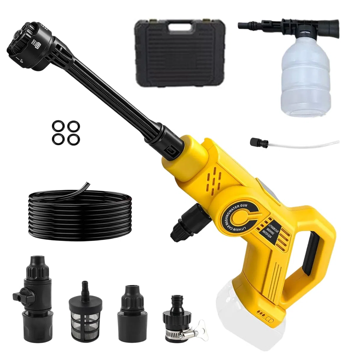 Nettoyeur Haute Pression sans Fil Compatible avec Batterie Dewalt 20V 80Bar | Nettoyeur Portable avec tuyau de 5 m buse 6 en 1 pistolet pour Lavage de Voiture et Nettoyage du Jardin