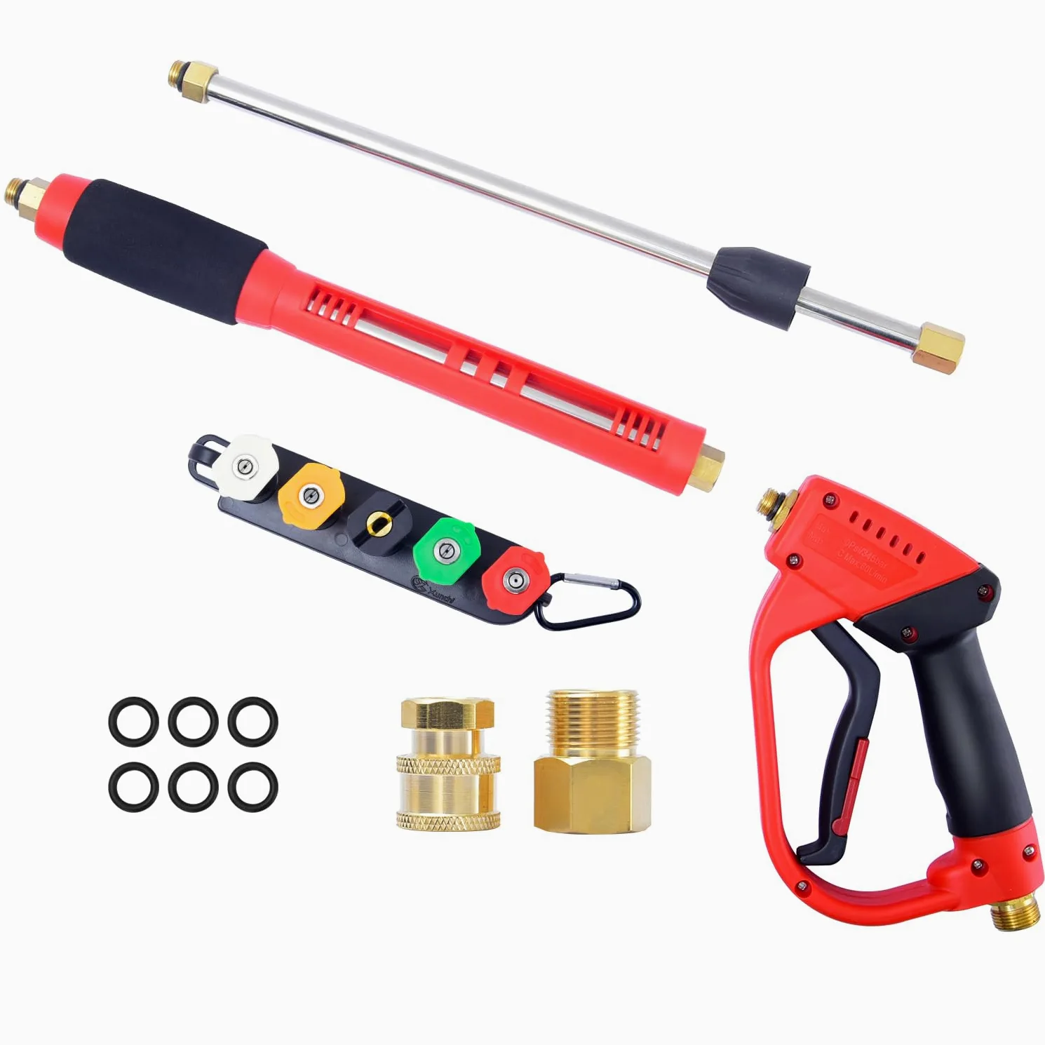 Pistolet De Lavage Haute Pression avec 5 Embouts De Buse,M22-14mm Nettoyage de Laveuse à Jet de Voiture pour Le Lavage Des Voitures,L'Irrigation Des Jardins,Le Nettoyage Des Vitres