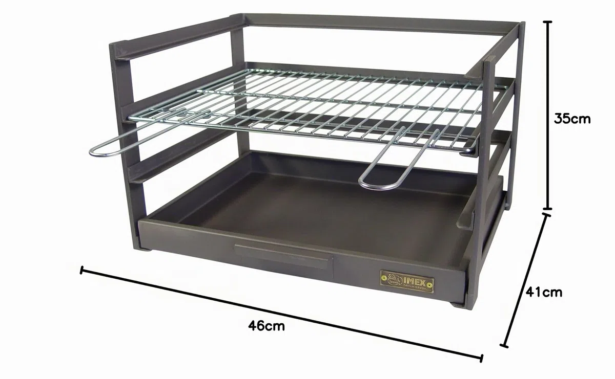 Imex El Zorro 71471.0 Tiroir Barbecue avec Grille zinguée, Noir, 46 x 41 x 35 cm