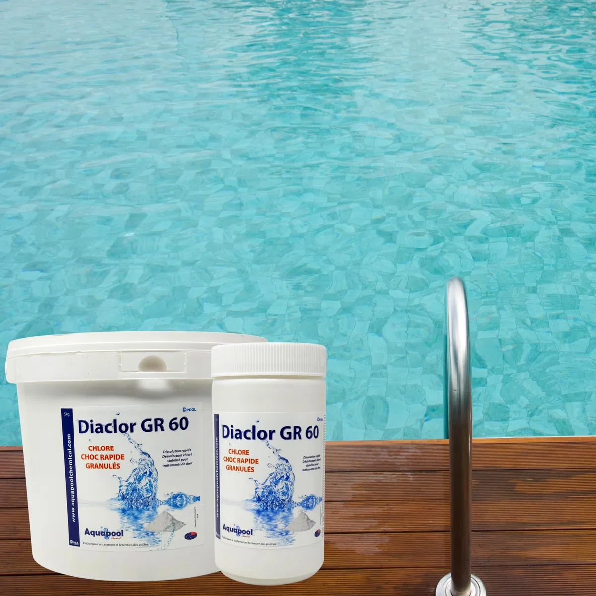 Chlore Choc Piscine – Traitement Eau Verte, Trouble, Algues et Les Micro-Organismes/Action Rapide, Entretien et rattrapage de l’Eau, Chlore Choc granulés 1kg et 5kg (5L)