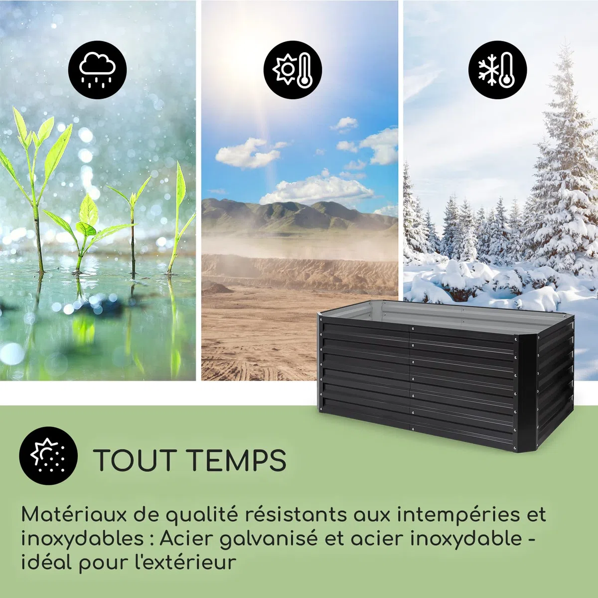 blumfeldt Jardiniere sur Pieds, Espace Potager Jardinage Extérieur, Surélevé en Hauteur, pour Balcon, Bac Potager en Acier, 432L, 1,2 m