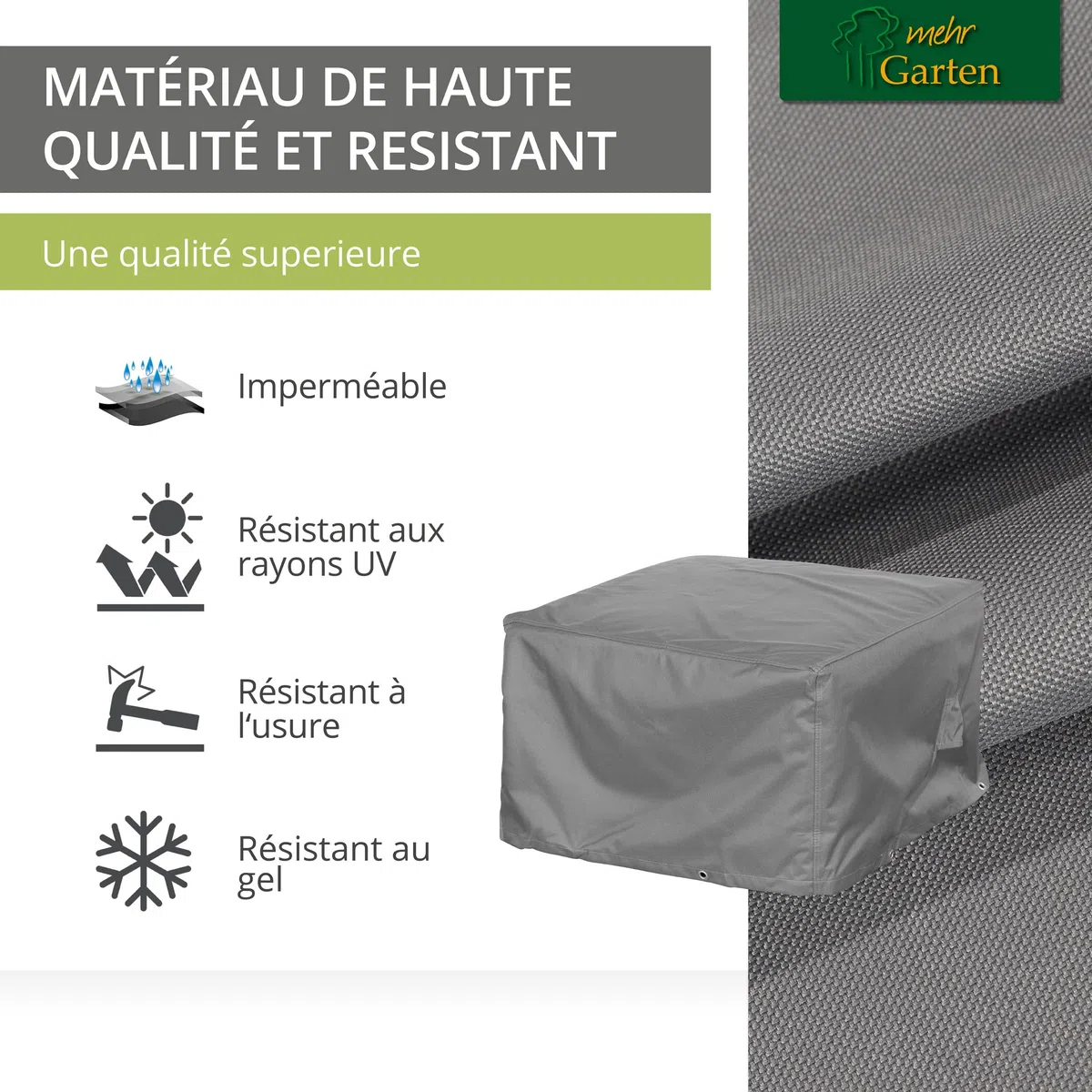 Housse de Protection pour Table Basse de Jardin | 100 x 100 x 45 cm | Polyester tissé Oxford 600D, Couleur : Gris