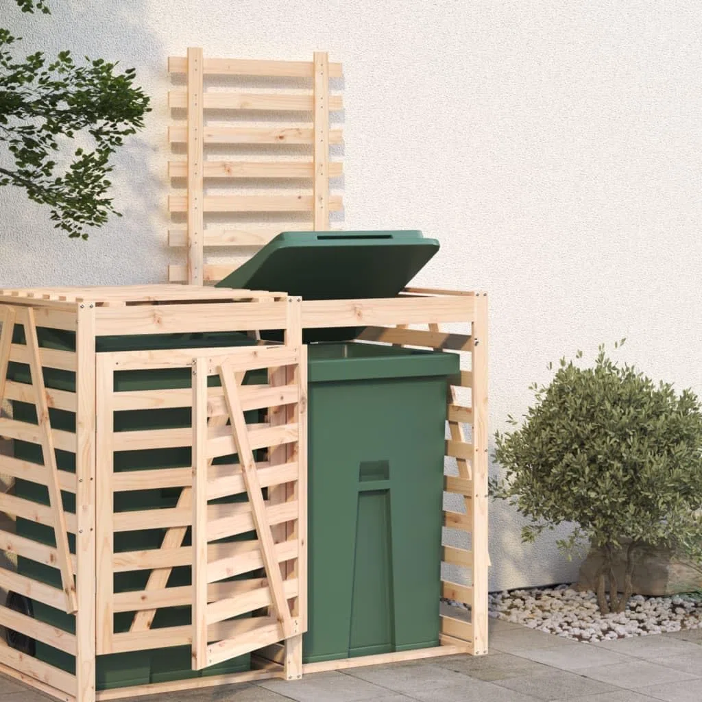 Générique Extension d'abri pour Poubelle sur roulettes Bois Massif pin,Cache-conteneurs à déchets,17.69KG-825107