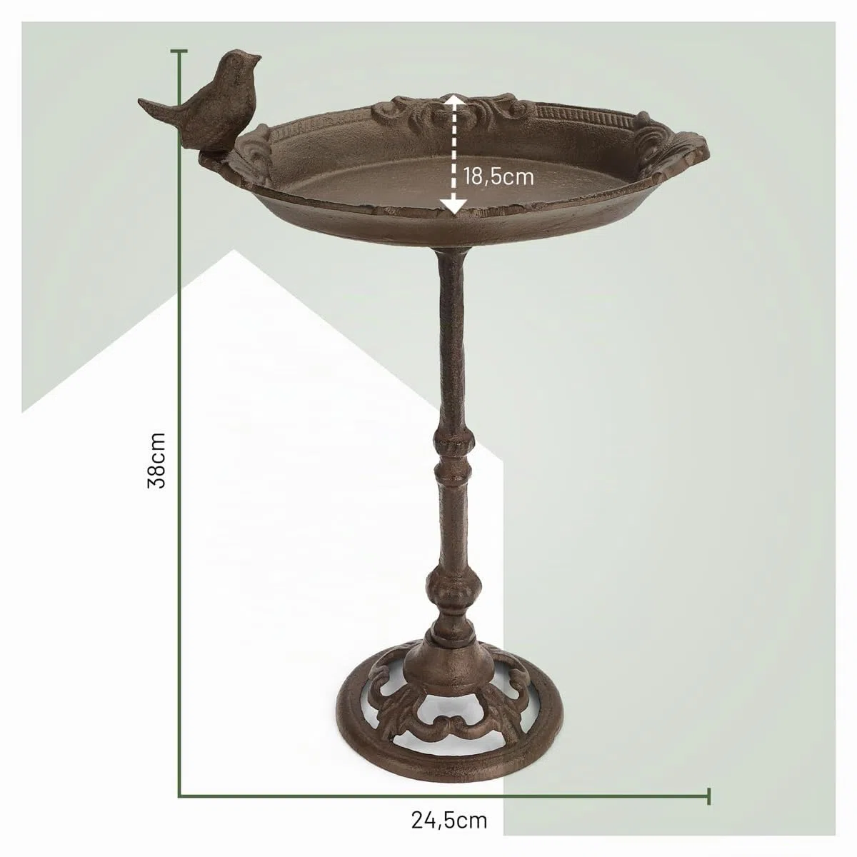 wildlife home Abreuvoir pour oiseaux debout avec pied I Distributeur de nourriture pour oiseaux en fonte résistant au gel pour jardin et balcon I Bain d'oiseaux I Mangeoire pour oiseaux sauvages