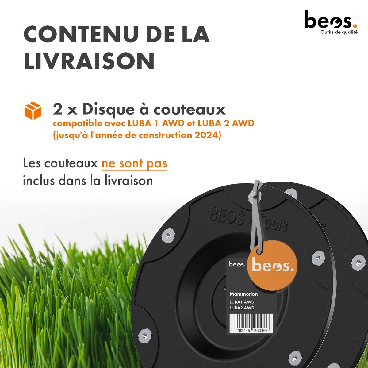 BEOS Tuning de tondeuses-Robots - Compatible avec Mammotion LUBA 1 AWD et LUBA 2 AWD (jusqu'à l'année de Construction 2024) Plateau de Lames pour 6X Lames - Deux disques renforcés de Fibres de Verre