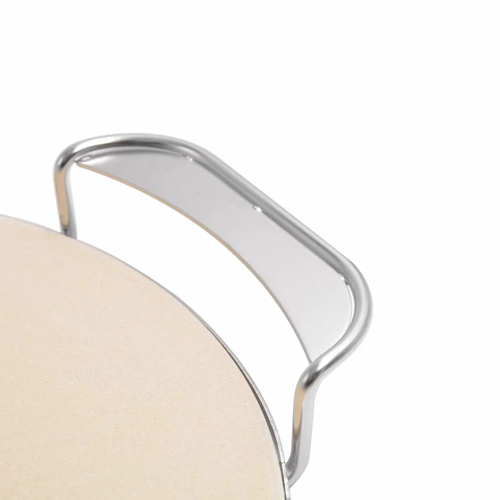 Onlyfire Pierre à Pizza 33.5 cm avec Support de Poignée pour Barbecue, Planche Plaque à Pizza, Cordiérite, Pierre de Cuisson, Accessorie pour Weber et Kamado, Remplacement pour Weber 8836, 8861