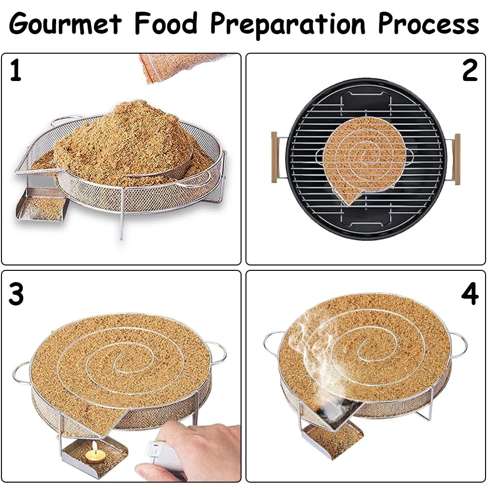 Générateur de Fumée Froide, Generateur Froide, BBQ Fumoir, Gril-Fumoir Acier Inoxydable, Générateur Fumée avec Brosse et Crochets, Idéal pour Fumer de la Viande, du Poisson, BBQ