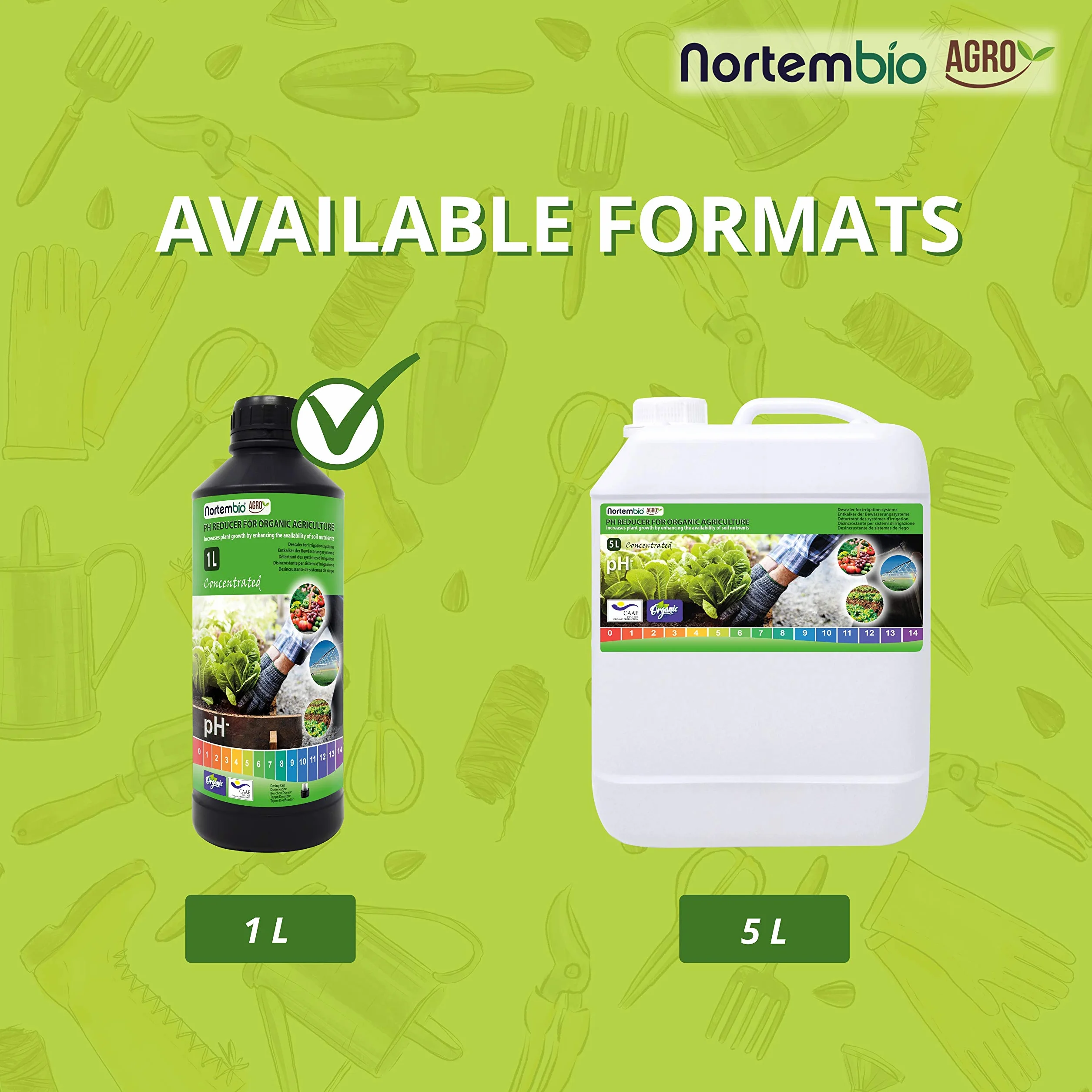 Nortembio Agro Réducteur de pH Écologique 1 L Correcteur Naturel pour Plantes et Cultures, Détartrant pour Irrigation, Améliore la Saveur, l’Arôme et la Croissance Usage Universel