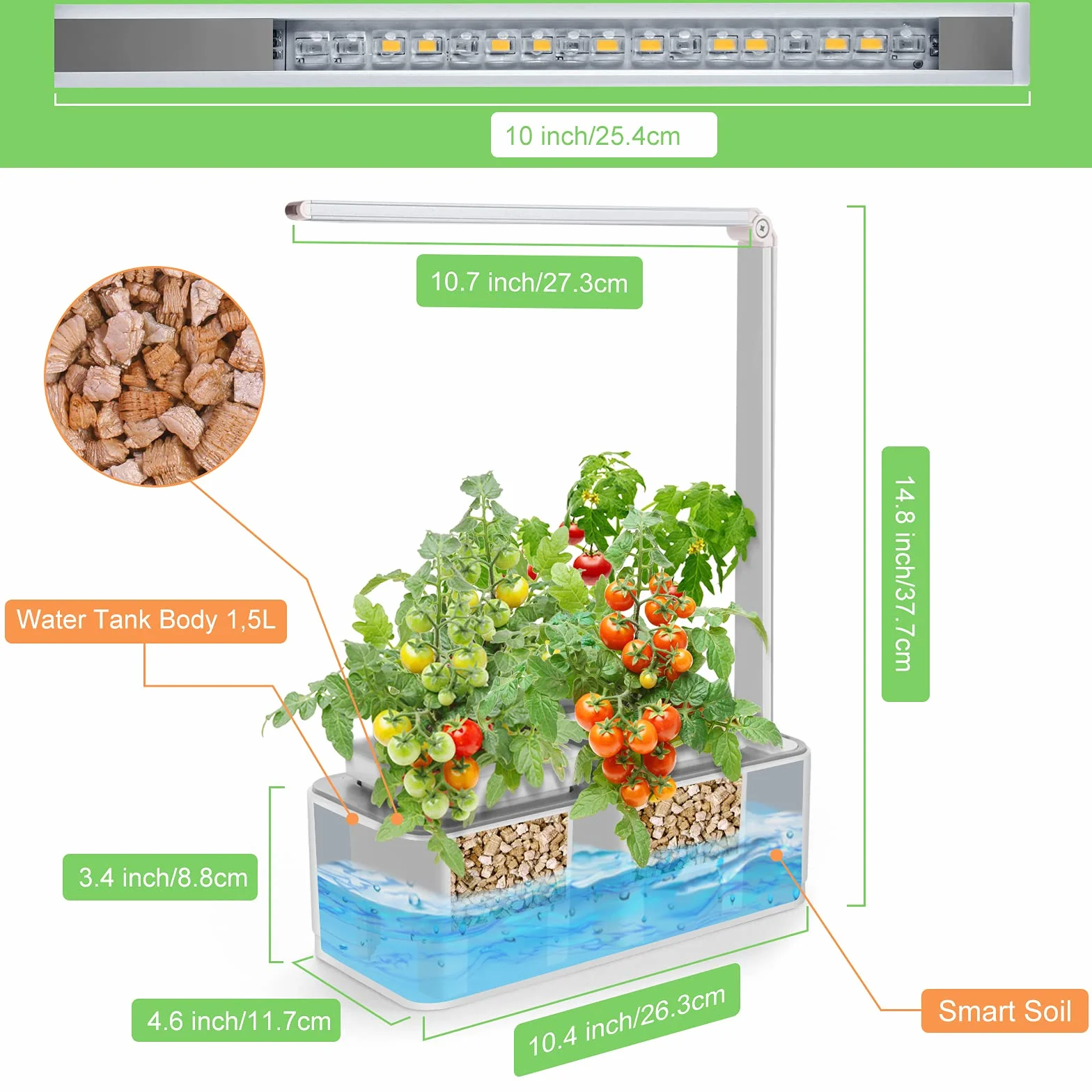 Clizia Smart Garden- Potager Hydroponique D’Intérieur, Jardiniere Interieur pour Herbes aromatiques - Jardin Autonome Intelligent avec Minuterie Automatique, Lumière LED Incluse (Blanc)