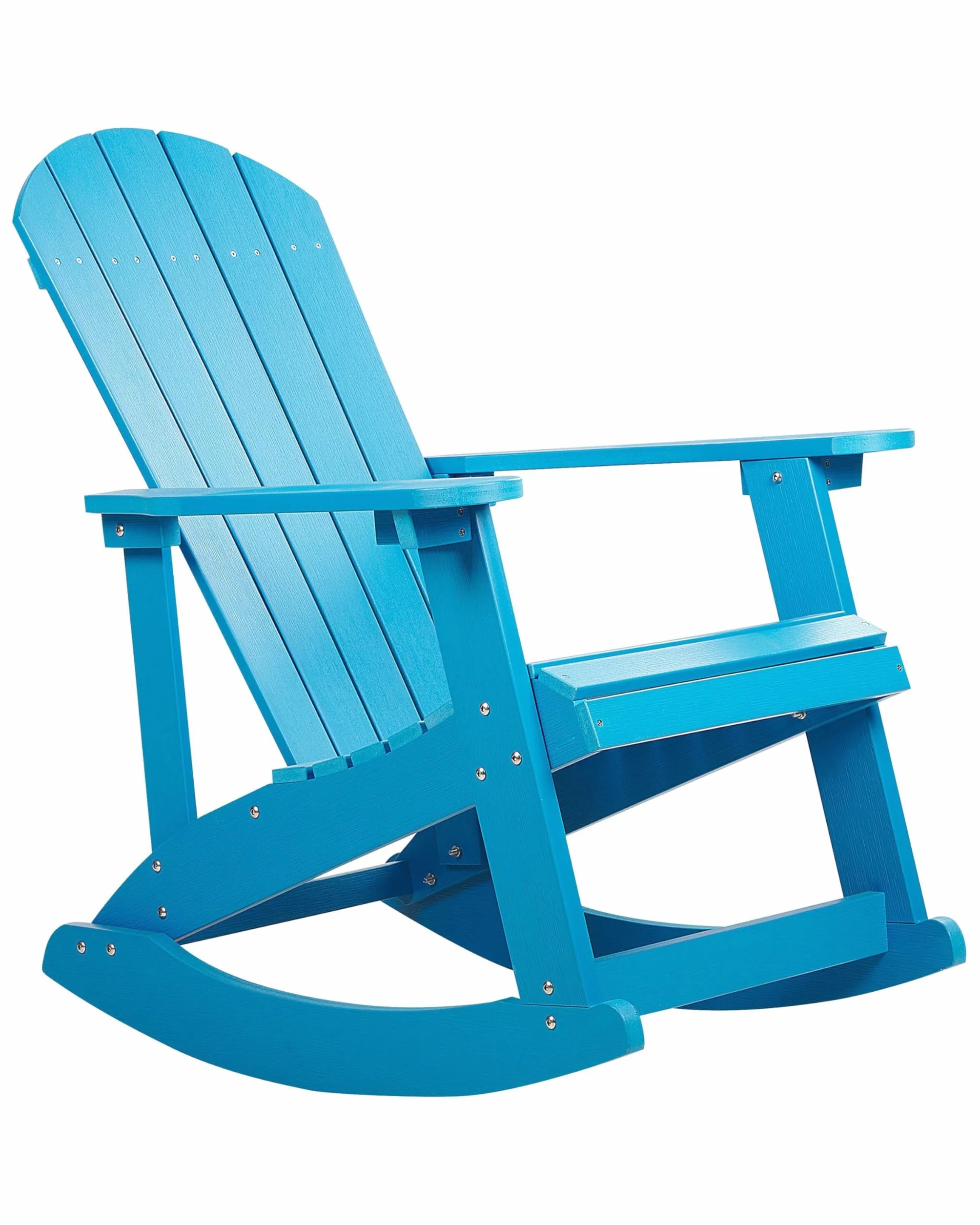 Beliani Fauteuil à Bascule de Jardin avec Lattes en Bois Synthétique Bleu Adirondack