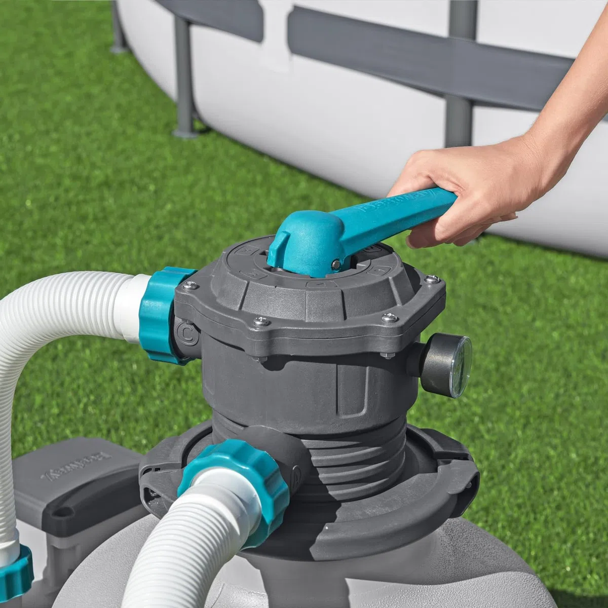 Bestway Pompe de Filtration à Sable pour Piscine Hors Sol 11 355 L - 62 cm x 48,5 cm x 67 cm - Gris/Vert