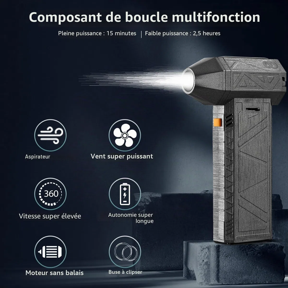 Asixxsix Jet Dry Mini Souffleur, 130 000 TR/Min, Portable, Puissant, Mini Souffleur à Air alimenté par Turbo pour Voiture, Nettoyage, Camping, Extérieur
