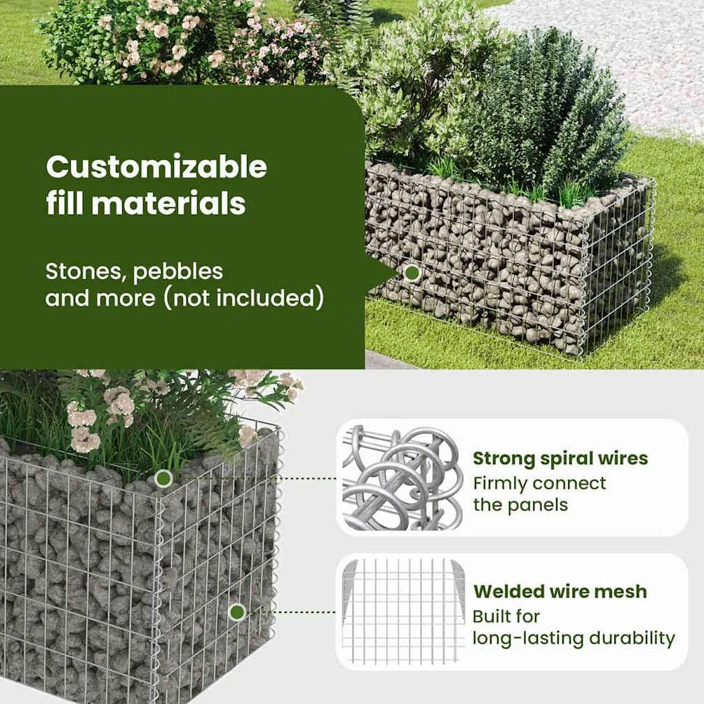 vidaXL Lit Surélevé à Gabion Acier Galvanisé 270x50x50 cm Jardinière Jardin