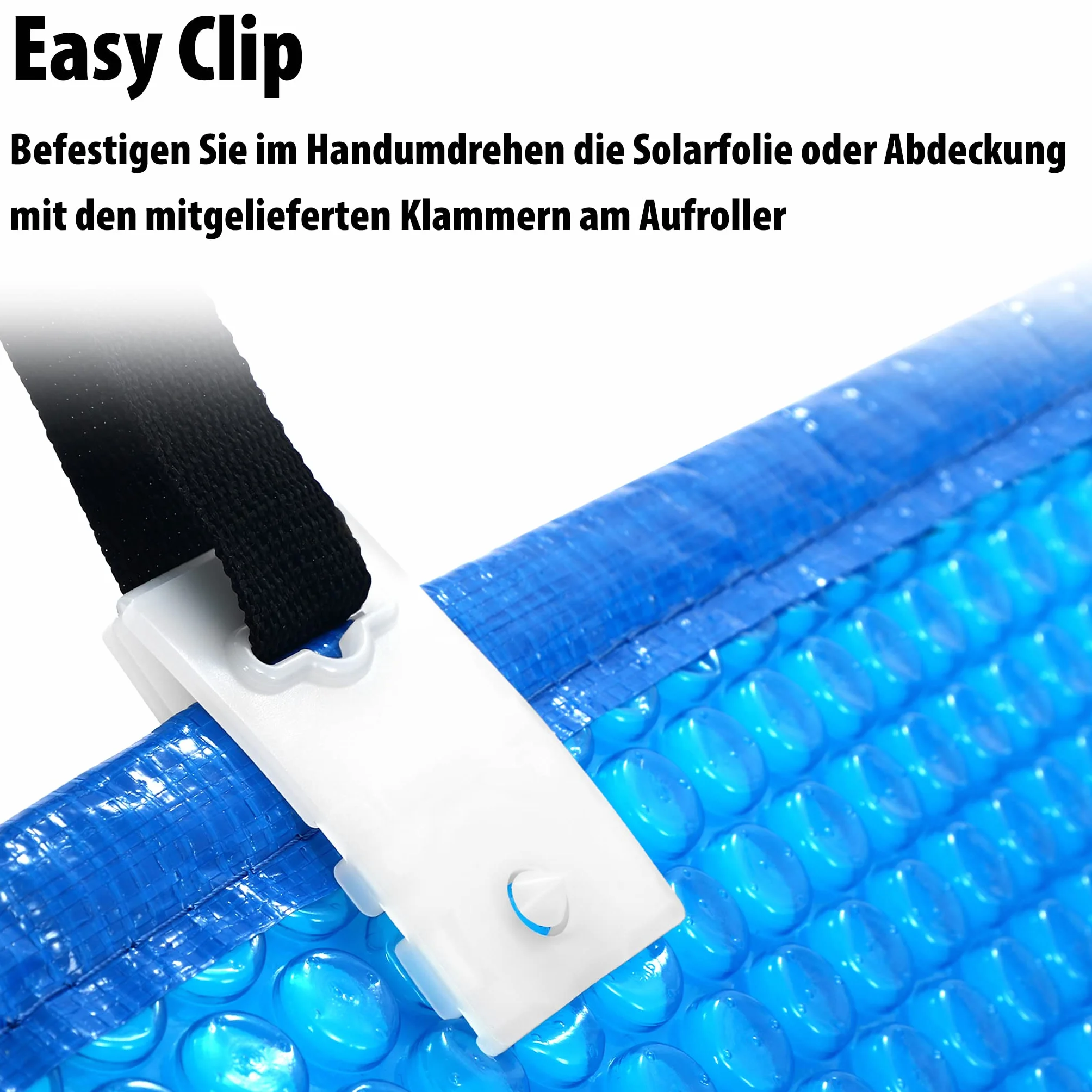 XMTECH Système d'enroulement de piscine - Enrouleur de piscine - Enrouleur de piscine réglable - Tube télescopique en aluminium - Système d'enroulement pour bâche de piscine - Film solaire résistant