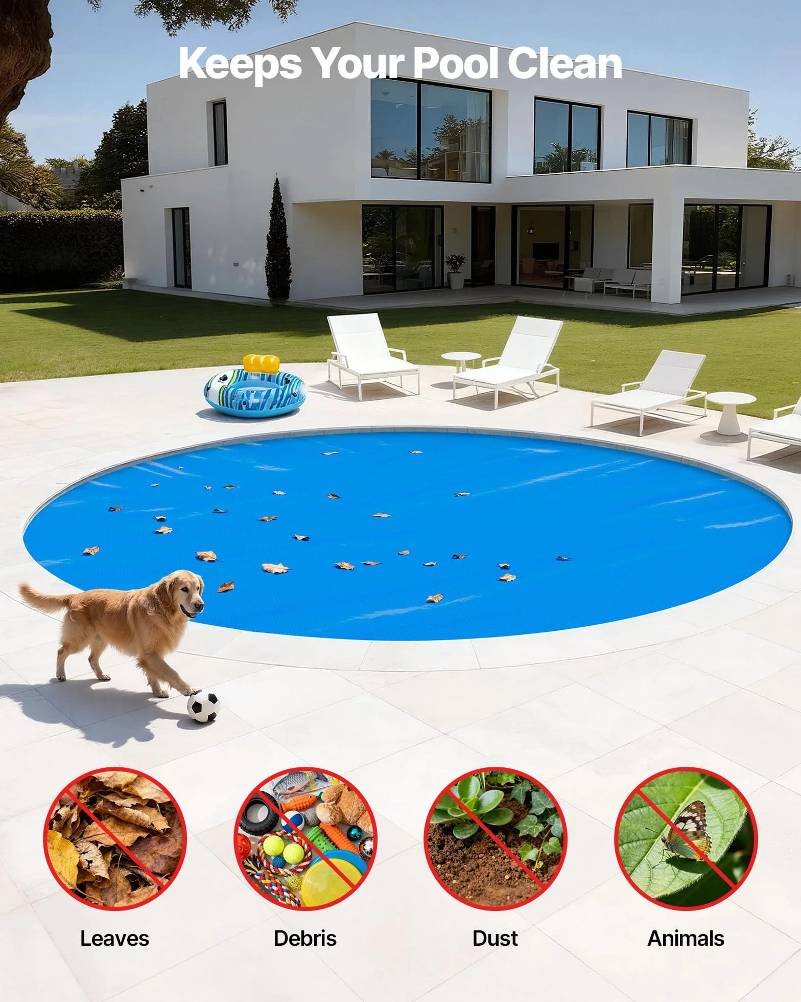 VEVOR Bâche Solaire Piscine Ronde 10 m Couverture Solaire Piscine 0,2 mm Bâche à Bulles en Polyéthylène PE pour Piscines Hors Sol Creusées, Absorption de Chaleur Jour et Rétention Chaleur Nuit, Bleu