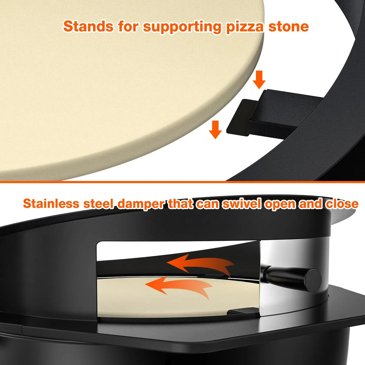 onlyfire Tourne Broche Barbecue Kit avec D'anneaux à Pizza pour Weber 57 cm Kettle Charcoal Grill, pour Rôtir du Poulet et Cuire des Pizzas, avec Moteur, Anneau à Charbon de Bois, Pierre à Pizza