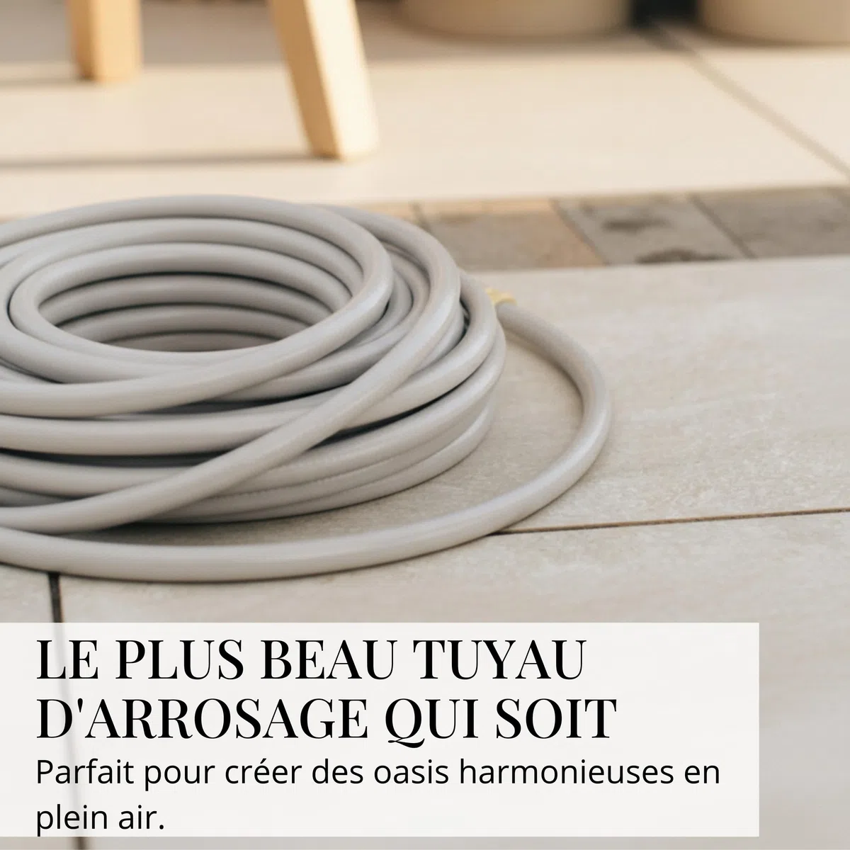 LIVLIG Tuyau d'Arrosage 30m Design – Tuyau Arrosage Flexible, 60% Recyclé, UV Résistant, Anti-Torsion, 1/2 Pouce, Grège