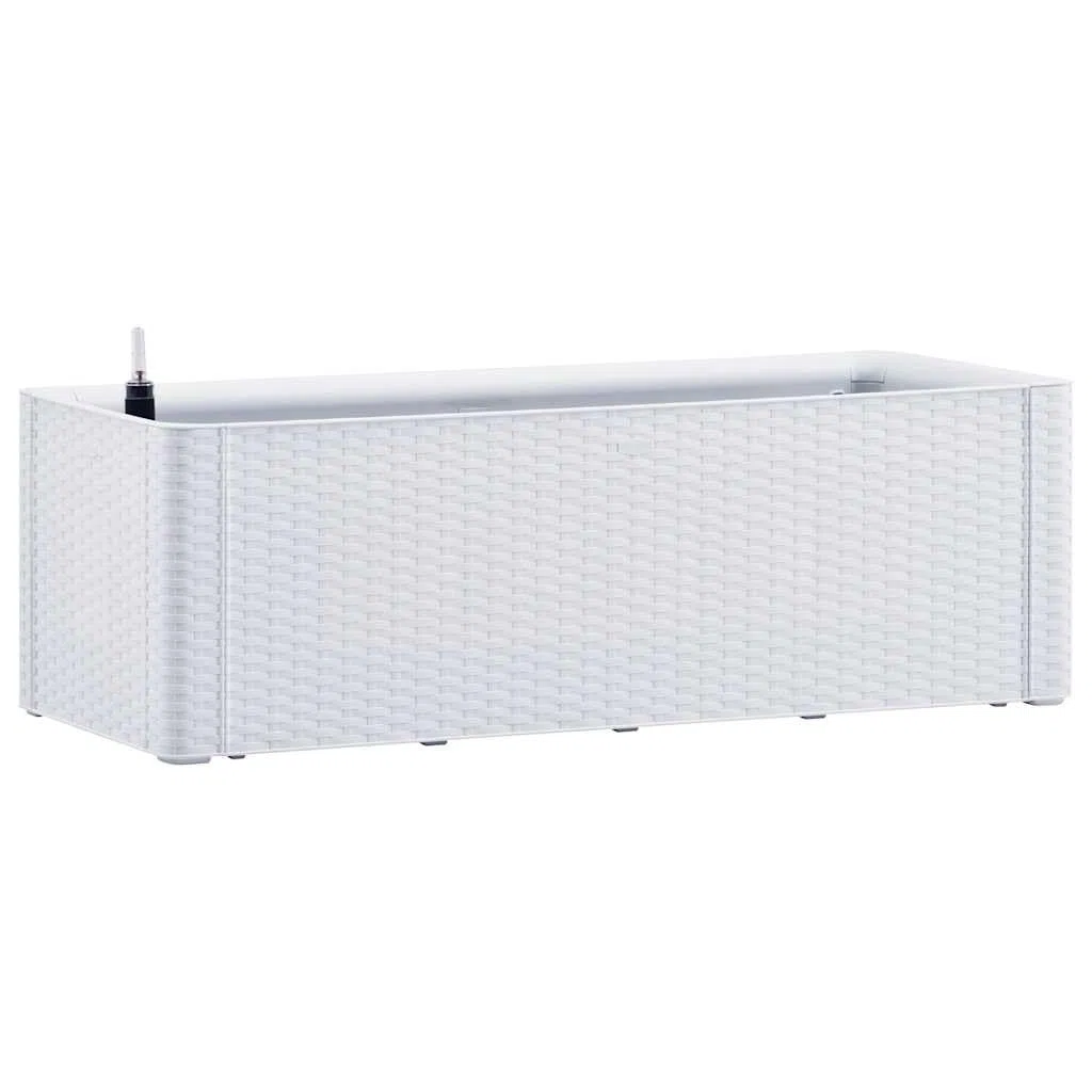 Jardinière surélevée blanche - 100 x 43 x 33 cm - Avec système d'auto-irrigation - Pot de fleurs en polypropylène robuste pour l'intérieur et l'extérieur