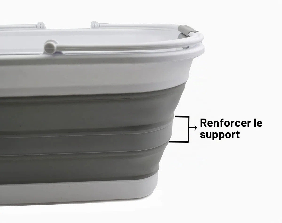 SAMMART Bassine pliable de 29 l avec poignée - Panier de pique-nique portable - Bac de rangement pour économiser de l'espace - Capacité d'eau de 24 l (1, blanc/gris)