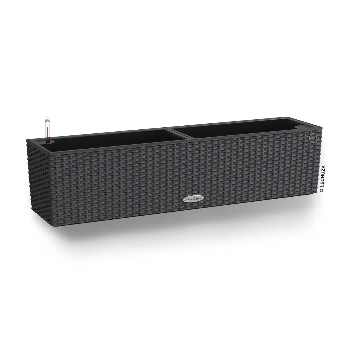 Lechuza Lechuza Cottage Balconera Jardinière pour Balcon avec arrosage Automatique Aspect rotin Moka, Granite, Plastique, Granit, 79 x 19 x 19 cm, Brun