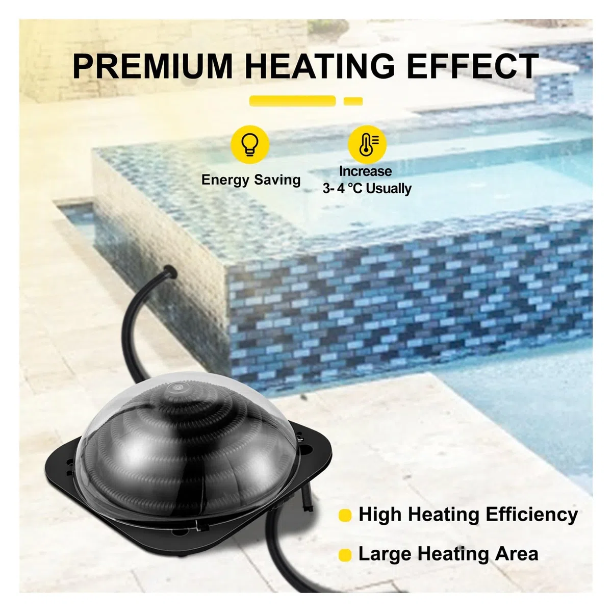 Chauffe-dôme solaire pratique dans le sol/hors sol chauffe-eau de piscine dôme chauffé par soleil noir for piscines extérieures