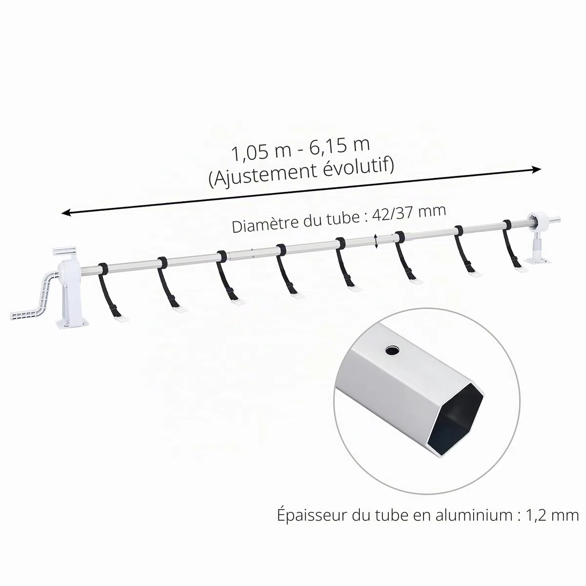 HENGMEI Système d'enroulement de piscine avec bandes de fixation pour films solaires, bâches de piscine et couvertures de 105 à 615 cm
