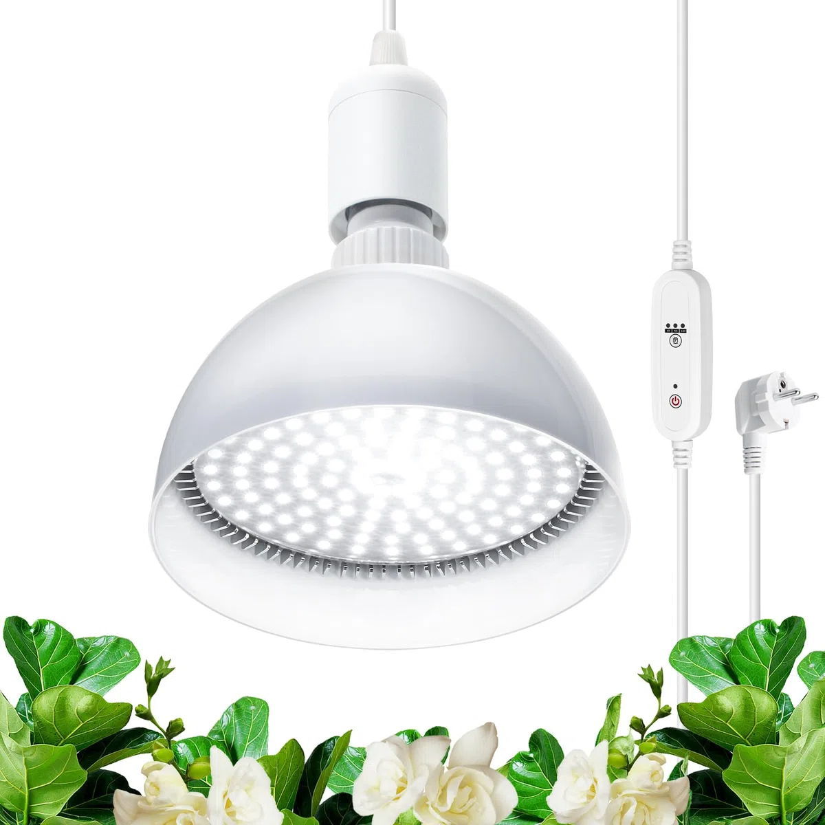 Barrina Lampe à LED pour Plantes avec Minuterie et Suspension, 25W 5000K, 4H/9H/14H Minuterie, Lampe LED à Spectre Complet Plantes d'intérieur pour Semis, Succulentes, Cactus, Croissance
