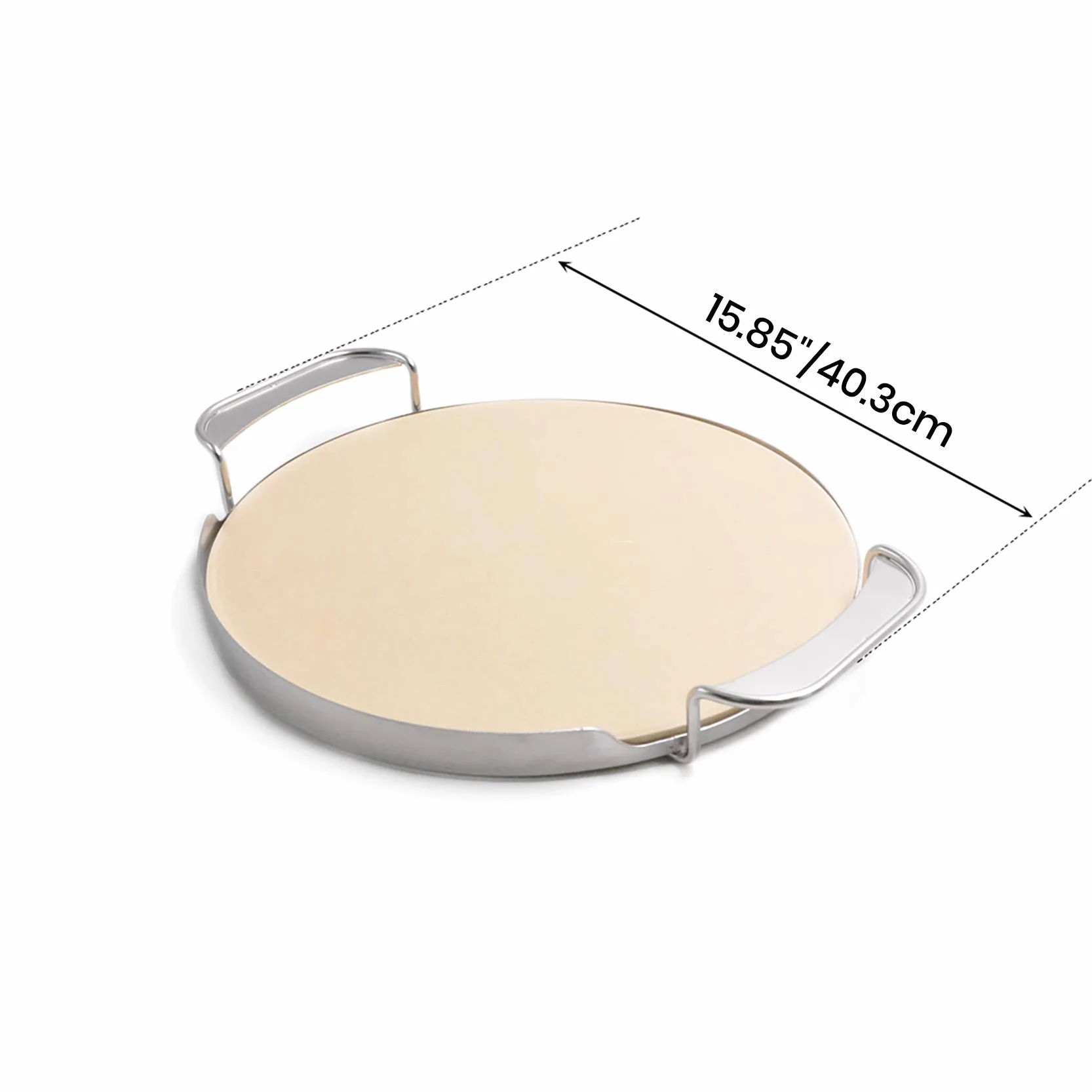 Onlyfire Pierre à Pizza 33.5 cm avec Support de Poignée pour Barbecue, Planche Plaque à Pizza, Cordiérite, Pierre de Cuisson, Accessorie pour Weber et Kamado, Remplacement pour Weber 8836, 8861