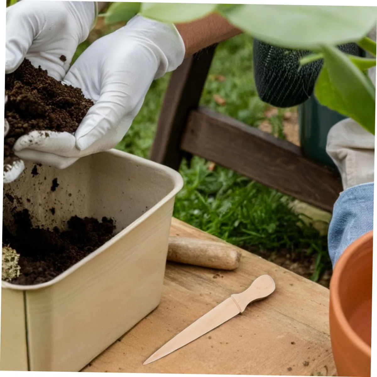 VICASKY 6pièces Outil De Jardinage Bois De Perceuses Pour Plantation De Jardin Outils Avec Prise Main Confortable Pour De Jardinage