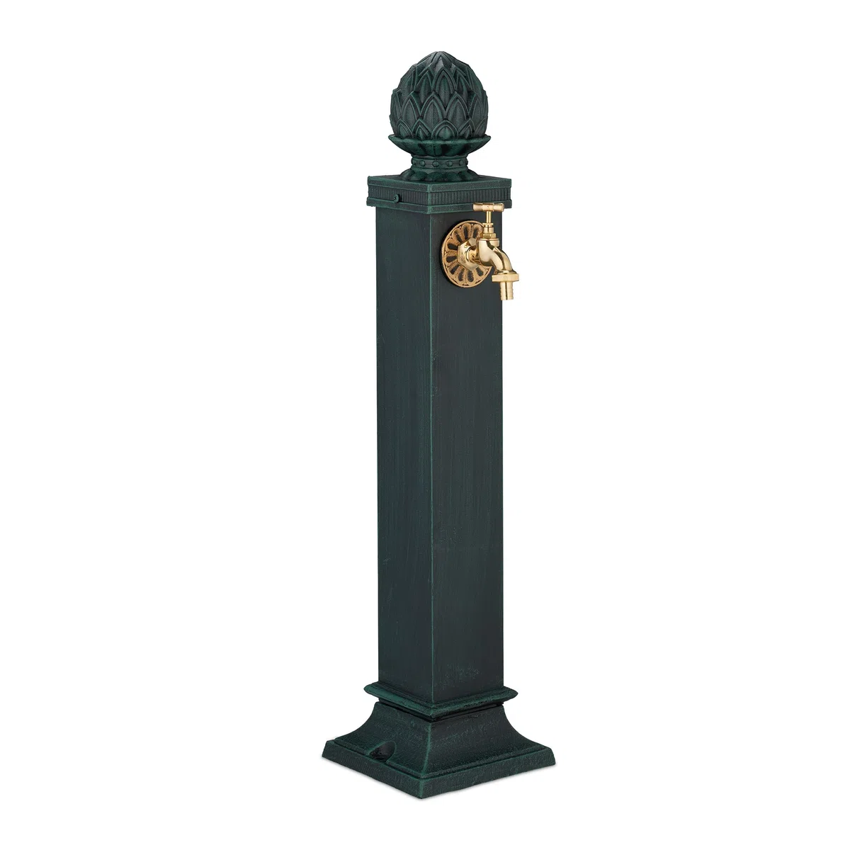 Relaxdays Fontaine extérieure pour Le Jardin ou la terrasse, Robinet doré, H x L x P : 80 x 18,5 x 22 cm, Verte