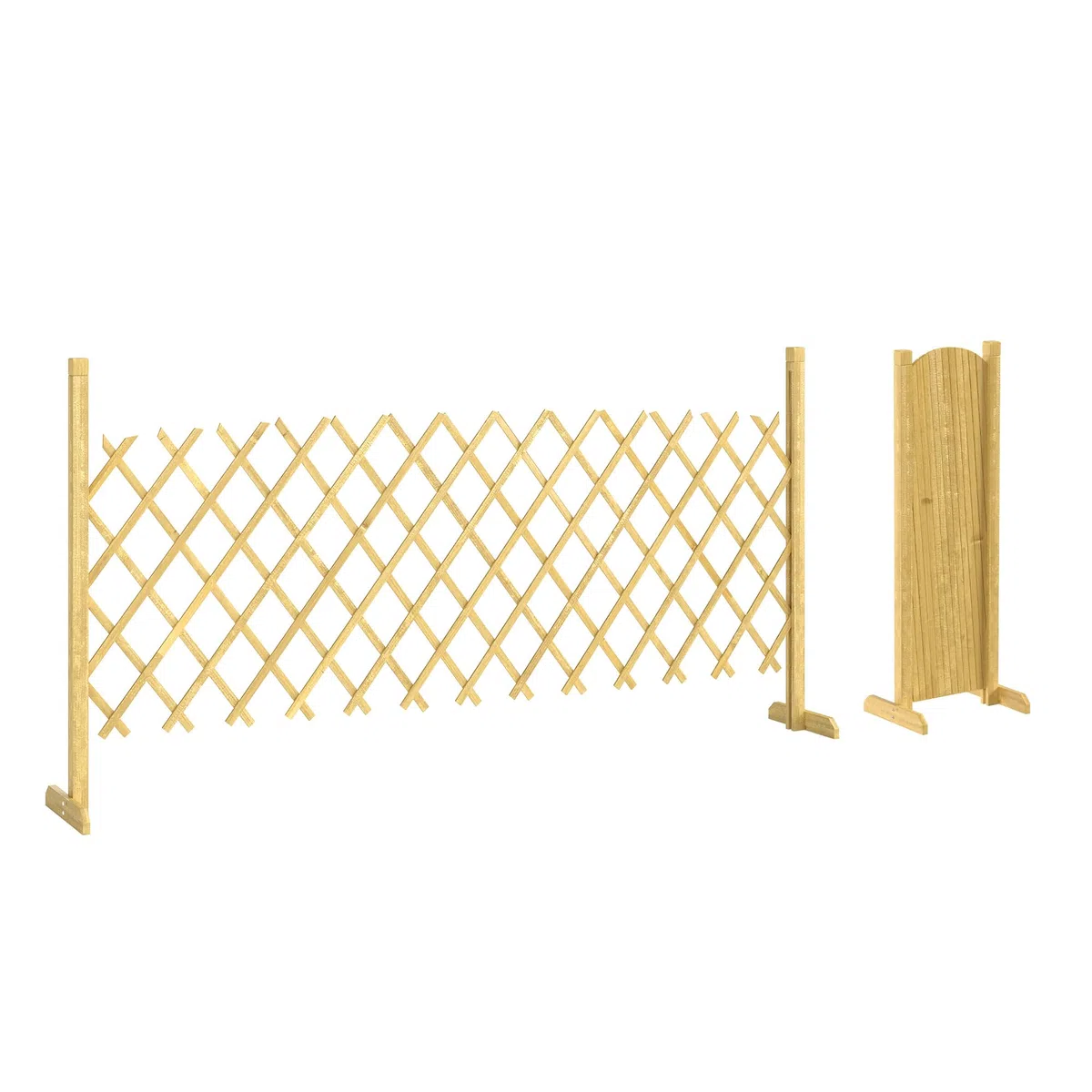 Outsunny Barriere Extensible en Bois de Sapin 180 cm, Base stable, Clôture de Jardin en bois pour Intérieur Extérieur Balcon Jardin, Naturel