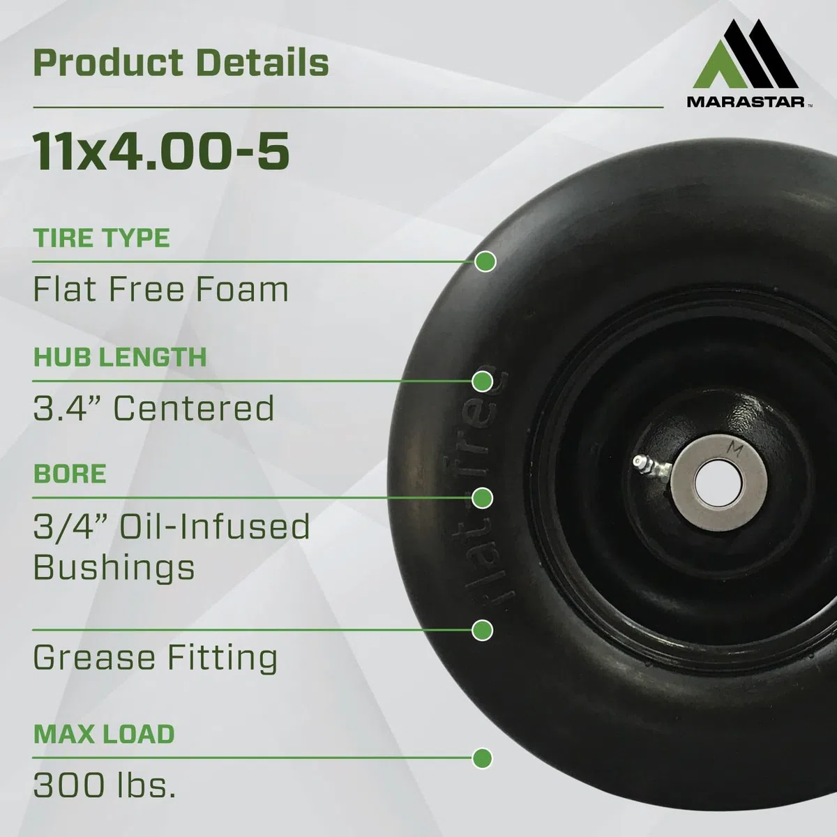 Marastar 00232 ajustement universel support gratuit 11 x 4.00–5 Pneu de tondeuse à gazon Assembly 1