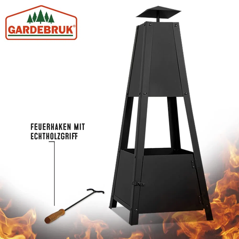 Deuba Brasero de Jardin Pyramide métal avec tisonnier Barbecue Brasier cheminée extérieur