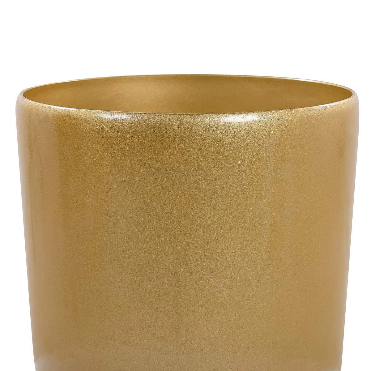 Beliani Haut Pot de Fleurs Cache-Pot Rond 32 cm de Diamètre en Mélange de Pierre Doré Idéal pour Extérieur et Intérieur Glamour Chic et Moderne