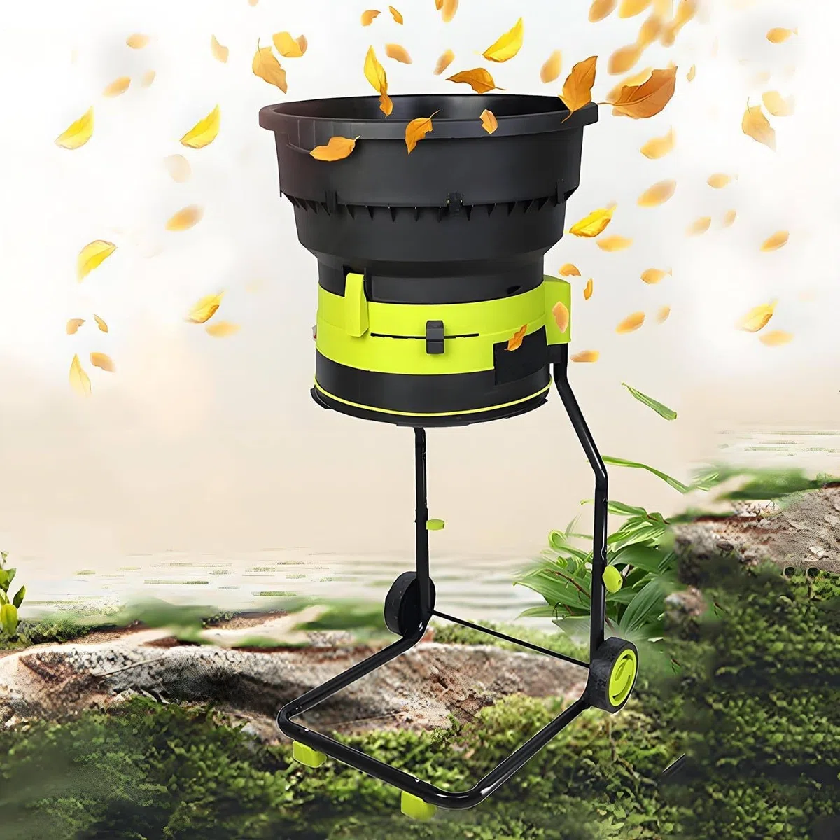Broyeur De Feuilles électrique, Broyeur De Feuilles sans Lame Haute Puissance De 2 500 W pour Un Rapport De Réduction De 17:1, Paillage Jusqu'à 55 Gallons par Minute Nopowercord