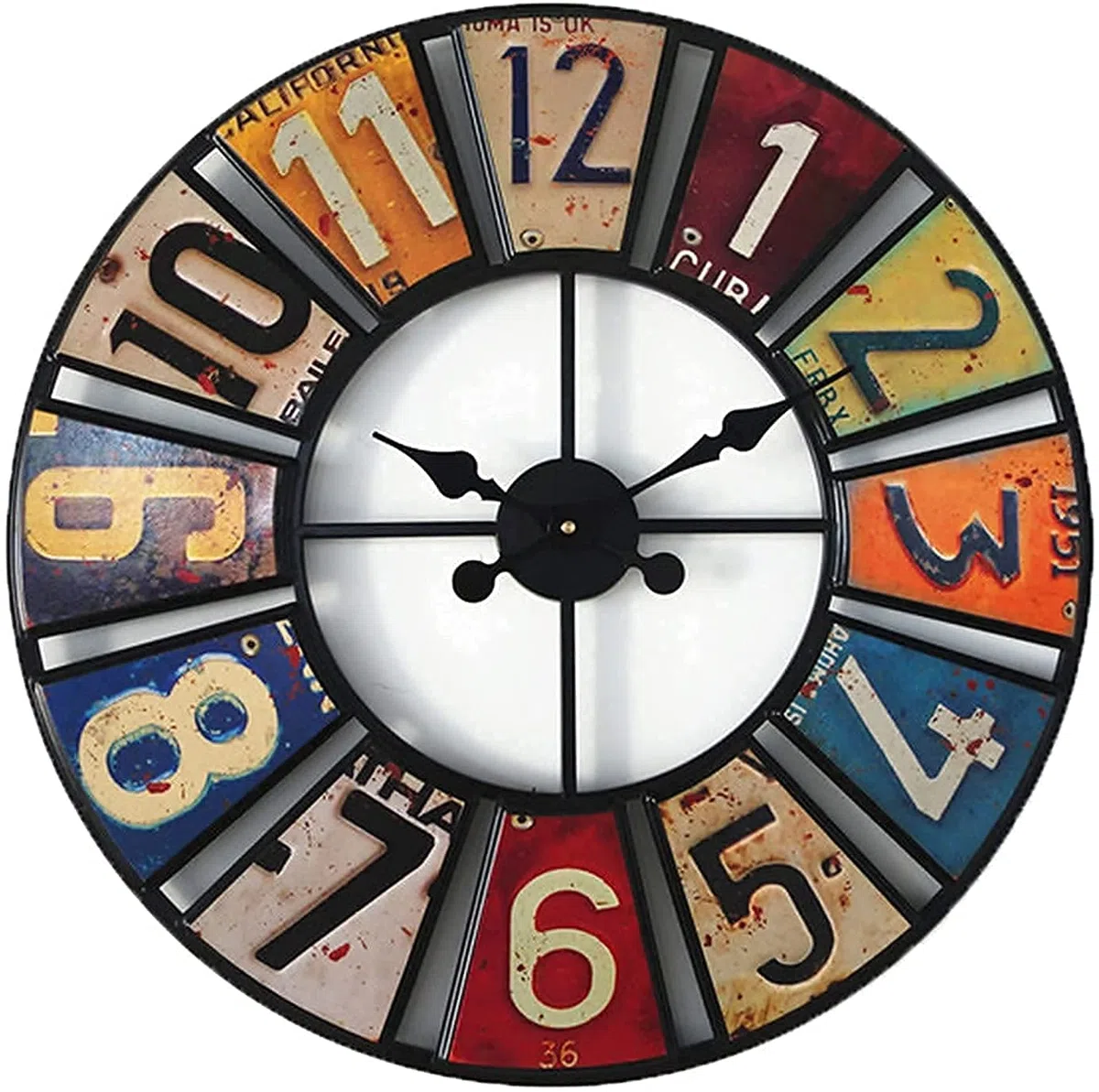 SBTXHJWCGLD Horloge Murale de Jardin extérieur, 60cm Autocollant Rond Horloge de Jardin Visage Ouvert Horloge extérieure étanche en métal Décoration extérieure intérieure Horloge Murale à Quar